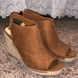 Brown suede wedges